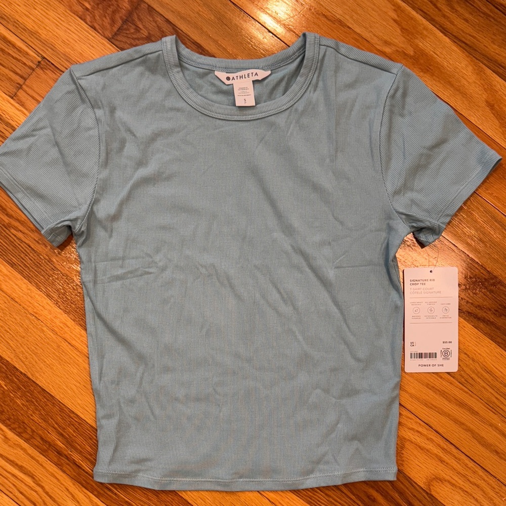 NWT Athleta signature rib crop tee S